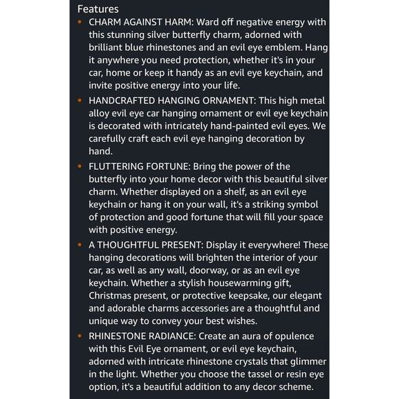 Evil Eye Ornament Butterfly Keychain Nazar 🧿 Lapis Glass Spiritual Protection - Picture 6 of 10